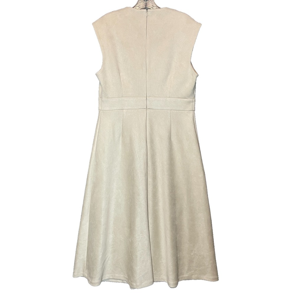 Calvin Klein Women Faux Suede Midi Dress 14 Minimalist Quiet Luxury Soft Girl - Picture 2 of 12